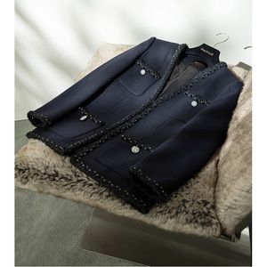 Marius Women Australian 100% Wool V-Neck blazer size M in Navy